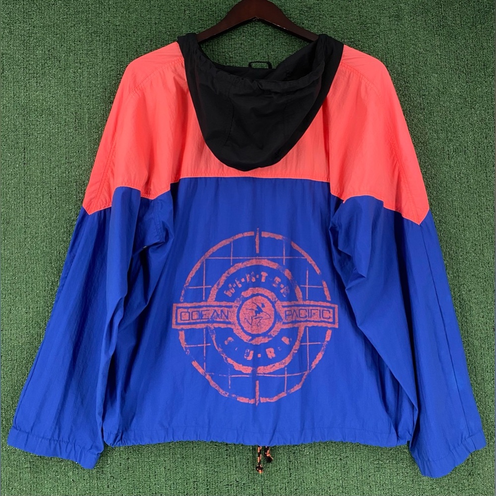 VTG 80’s OP Ocean Pacific Winter Surf Neon Colorful Windbreaker Jacket Men’s 2XL